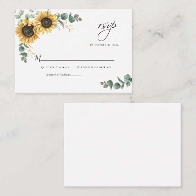 Floral Eucalyptus Sunflower RSVP Enclosure Card (Front/Back)