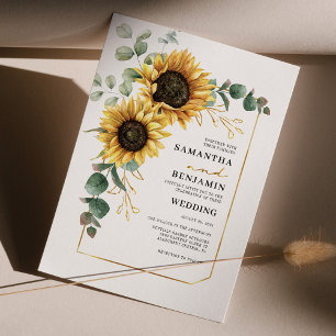 Floral Eucalyptus Sunflower Wedding Invitation