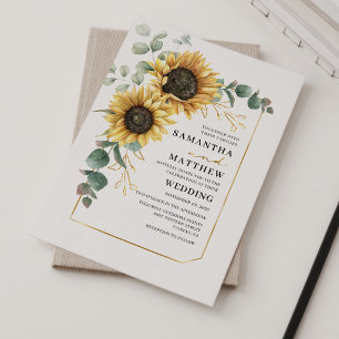 Floral Eucalyptus Sunflower Wedding Invitation