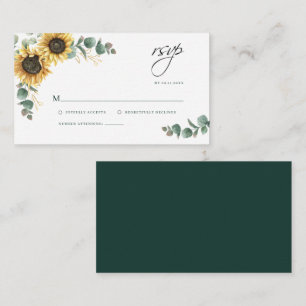 Floral Eucalyptus Sunflower Wedding RSVP Enclosure Card