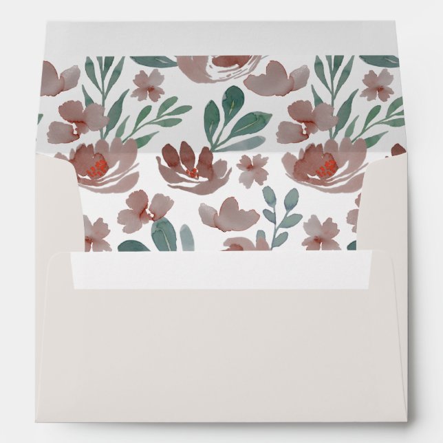  Floral Eucalyptus Terracotta Wedding Envelope (Back (Bottom))