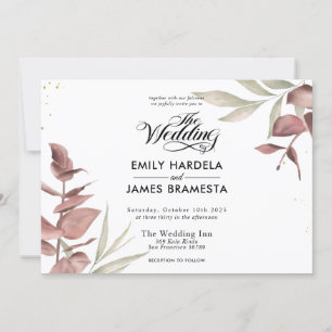Floral Eucalyptus Watercolor Budget Wedding Invitation