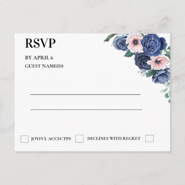 Floral Eucalyptus Wedding  RSVP Card (Front)