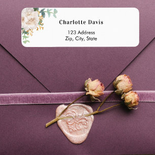 Floral eucalyptus white return address label