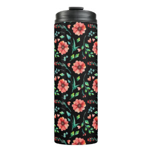 Floral Exotic Flowers and leaves Pattern-45654 Thermal Tumbler