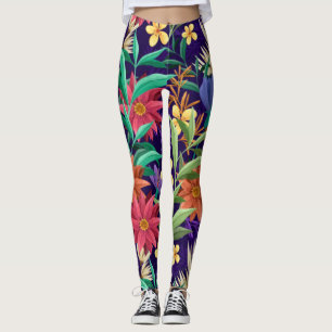Floral Exotic Flowers Pattern-23004 Leggings