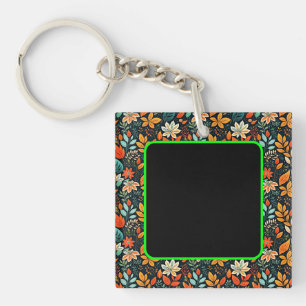 Floral Exotic Flowers Pattern Key Ring