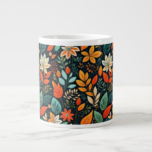 Floral Exotic Flowers Pattern Large Coffee Mug
