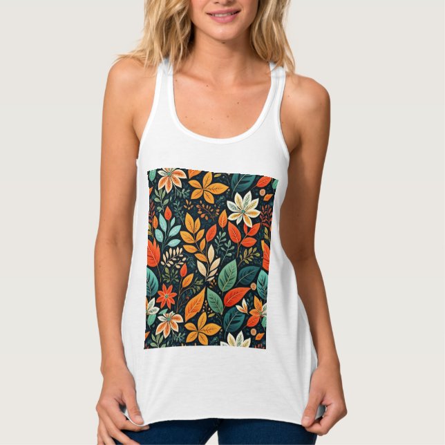 Floral Exotic Flowers Pattern Singlet (Front)