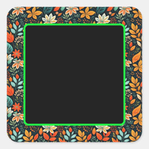 Floral Exotic Flowers Pattern Square Sticker