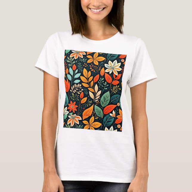 Floral Exotic Flowers Pattern T-Shirt (Front)
