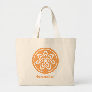 Floral Explosion Bag, Orange Large Tote Bag