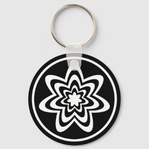 Floral Explosion Keychain, Black Key Ring