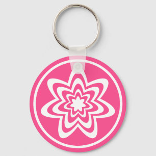 Floral Explosion Keychain, Pink Key Ring
