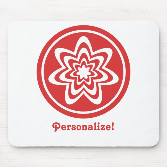 Floral Explosion Mousepad, Bright Red Mouse Pad (Front)