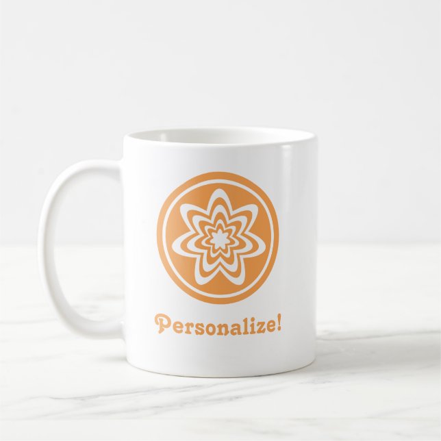 Floral Explosion Mug, Orange Coffee Mug (Left)