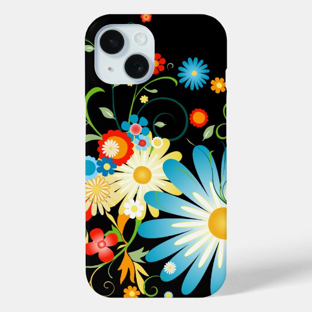 Floral Explosion of Colour on Black Case-Mate iPhone Case (Back)
