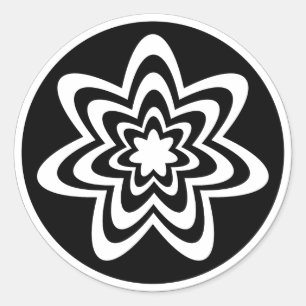 Floral Explosion Stickers, Black Classic Round Sticker