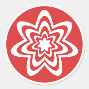 Floral Explosion Stickers, Bright Red Classic Round Sticker