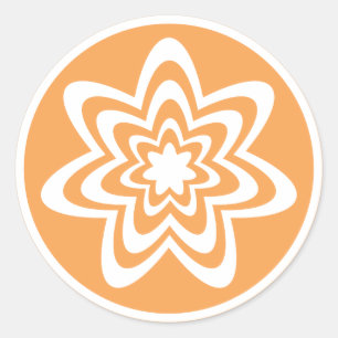 Floral Explosion Stickers, Orange Classic Round Sticker