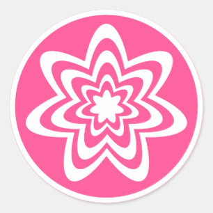 Floral Explosion Stickers, Pink Classic Round Sticker