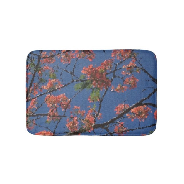 Floral Fabric, Blue Bath Mat (Front)