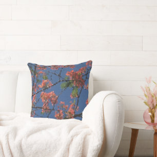 Floral Fabric, Blue Cushion