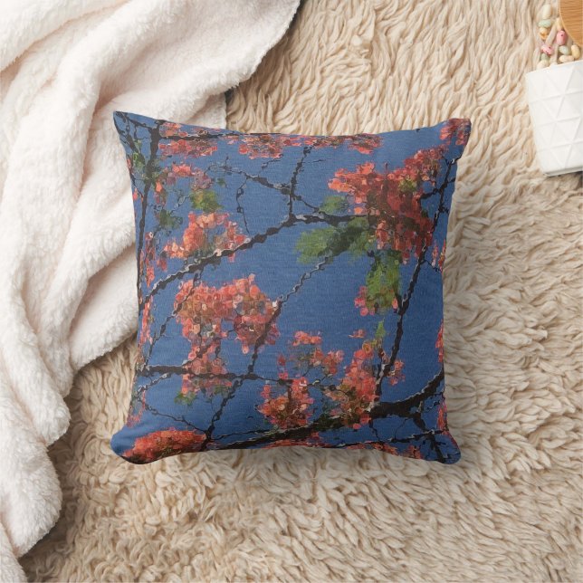 Floral Fabric, Blue Cushion (Blanket)