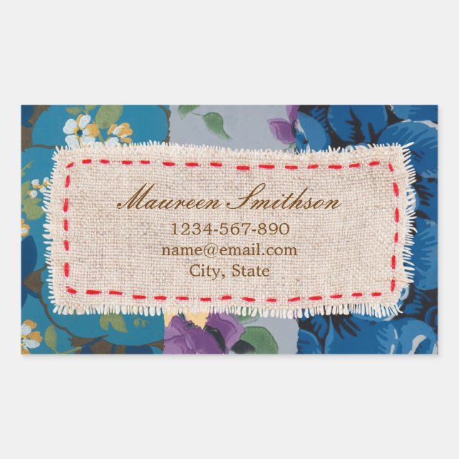 Floral Fabric Patchwork (Blue) Address Sticker (Front)