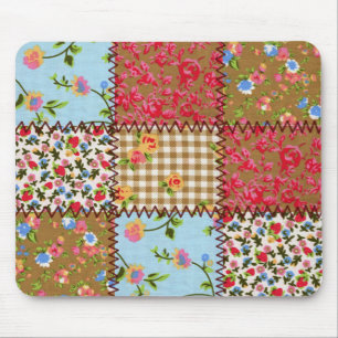 Floral Fabric Patchwork Mousepad