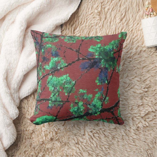 Floral Fabric, Red Cushion (Blanket)