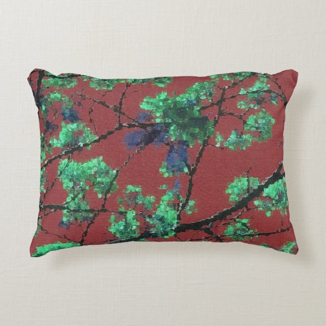 Floral Fabric, Red Decorative Cushion (Front)