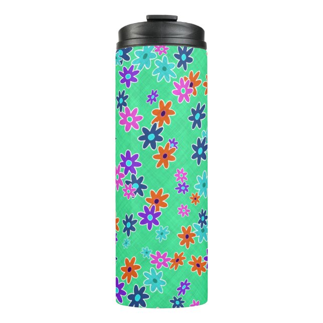 Floral Fabric Seamless Pattern coloured Thermal Tumbler (Front)