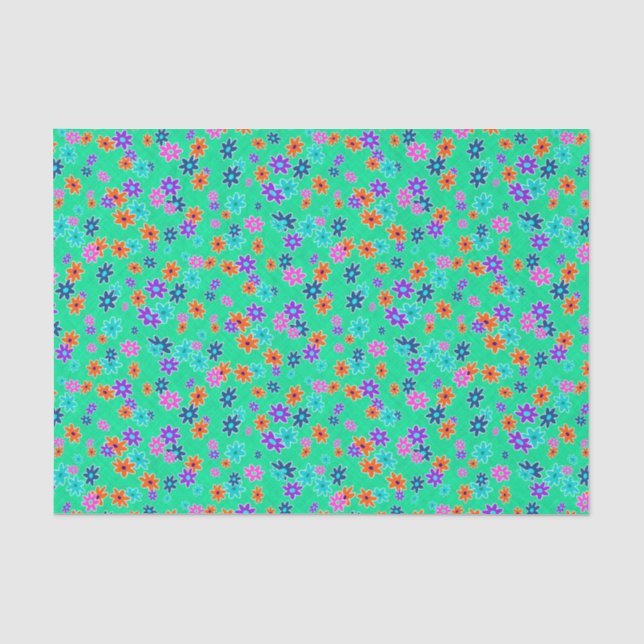 Floral Fabric Seamless Pattern coloured Tissue Paper (Front)