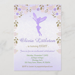 Floral Fairy Birthday Invitation - Purple Fairy