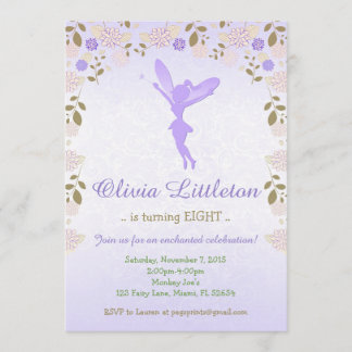 Floral Fairy Birthday Invitation - Purple Fairy