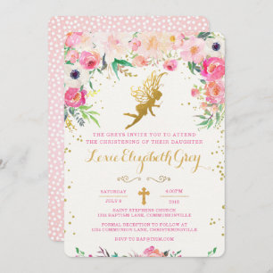 Floral Fairy Christening Invitation