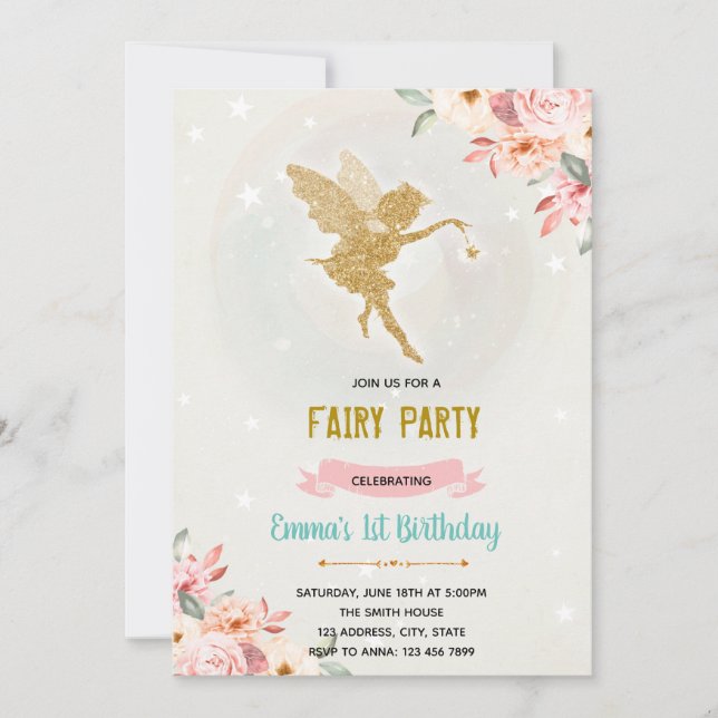 Floral fairy invitation (Front)
