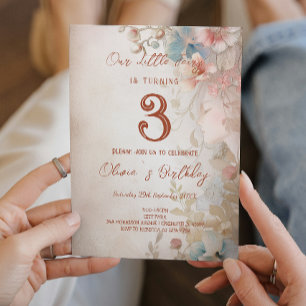 Floral Fairy Tale Theme Kids Birthday Party  Invitation