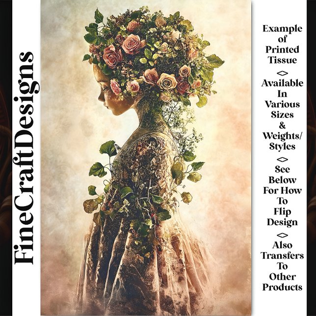 Floral Fairytale Child & Pink Roses AU3 Decoupage Tissue Paper (Creator Uploaded)