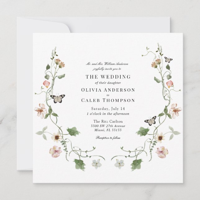 Floral Fairytale Garden Wedding Invitation (Front)
