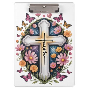 Floral Faith Cross Clipboard