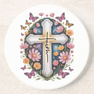 Floral Faith Cross  Coaster