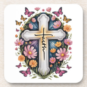 Floral Faith Cross Coaster
