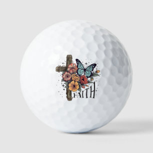 Floral Faith Cross Golf Balls