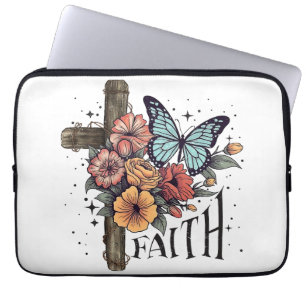 Floral Faith Cross Laptop Sleeve