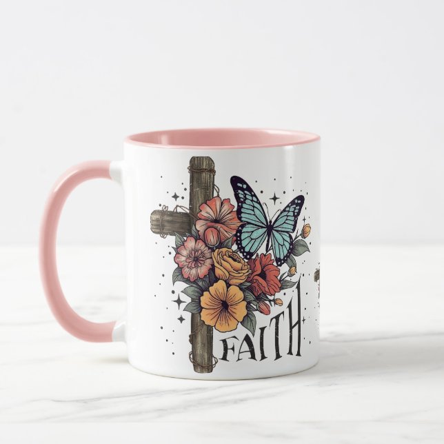 Floral Faith Cross Mug (Left)
