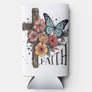 Floral Faith Cross Seltzer Can Cooler