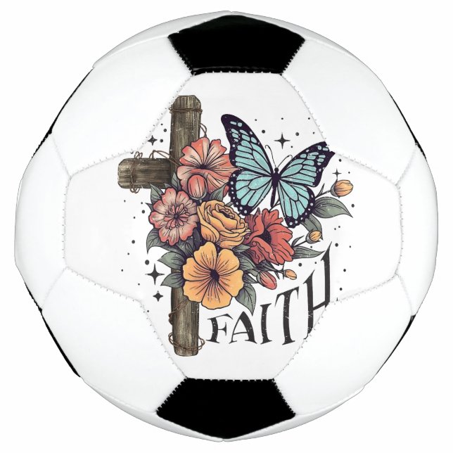 Floral Faith Cross Soccer Ball (Front)