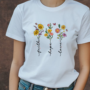 Floral faith, hope, love   Christian T-shirt